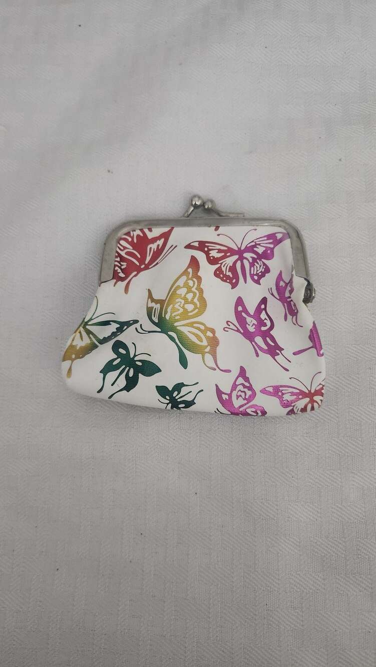 Vintage Y2K Butterfly Print Kiss-Clasp Coin Purse